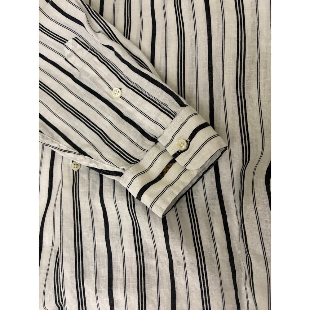 Polo Ralph Lauren 100% Linen Shirt Womens XXL Striped Classic Fit Roll Tab - Picture 8 of 11